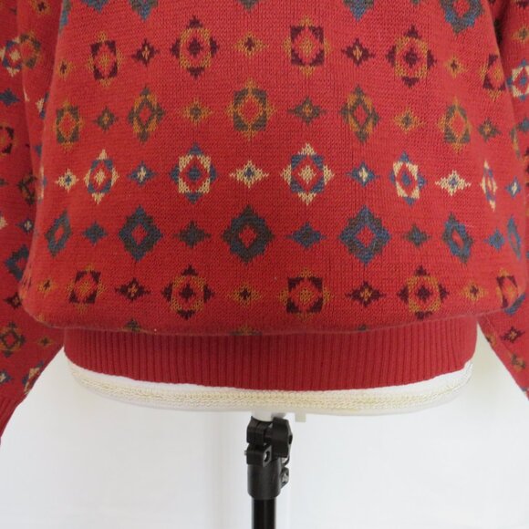 Mark Shale Geometric Pattern Ribbed Hem Long Sleeves Vintage Men’s Sweater L - Picture 5 of 7